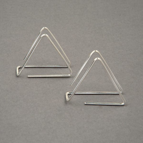Triángulo 3D - aretes de plata 925 con baño de oro de 18k